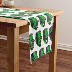 Cute green micro sized car short table runner