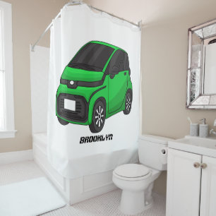 Cute green micro sized car shower curtain