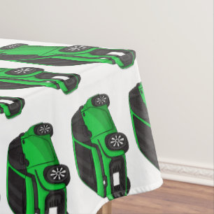 Cute green micro sized car tablecloth