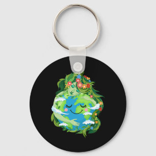 Cute Green Mother Gaia Save Our Planet Earth Day W Key Ring