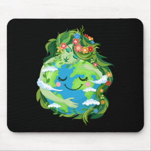 Cute Green Mother Gaia Save Our Planet Earth Day W Mouse Pad