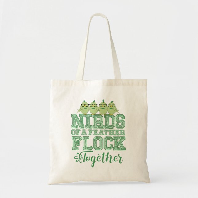 Cute Green Nerd BIrds Tote Bag (Front)