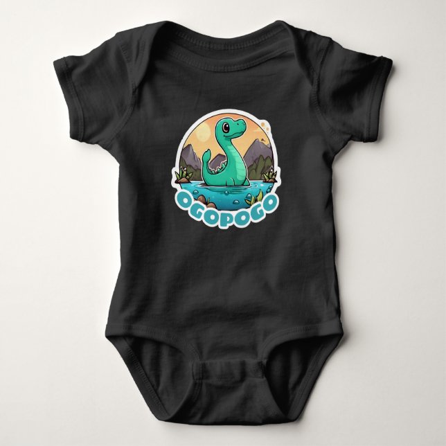 Cute Green Ogopogo the Okanagan Lake Monster Baby Bodysuit (Front)