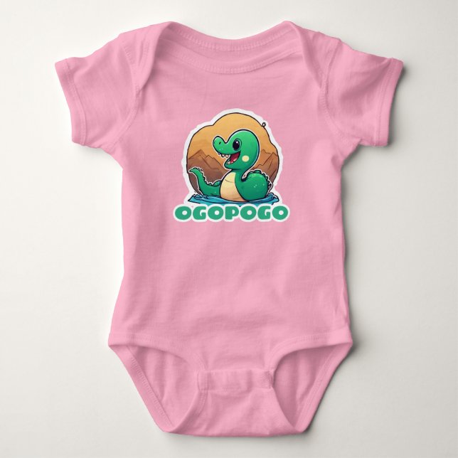Cute Green Ogopogo the Okanagan Lake Monster Baby Bodysuit (Front)
