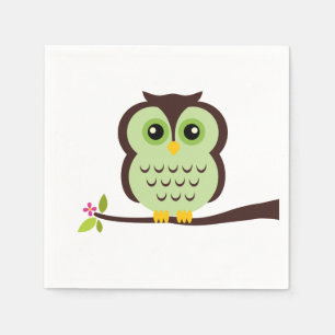 Cute Green Owl Napkin