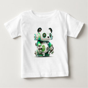 Cute Green Panda Robot Baby T-Shirt
