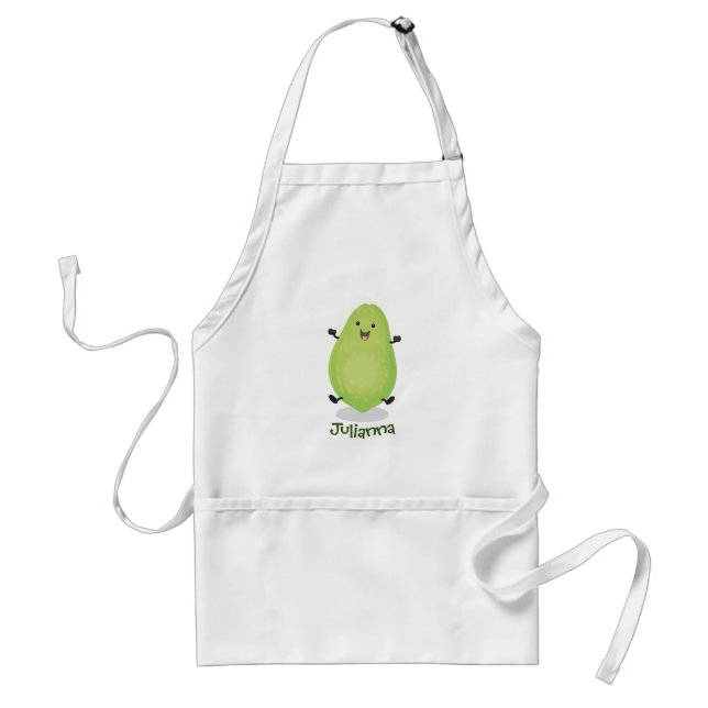 Cute green papaya paw paw cartoon illustration standard apron (Front)