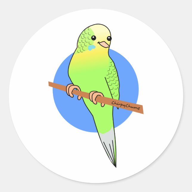 Cute Green Parakeet Classic Round Sticker (Front)