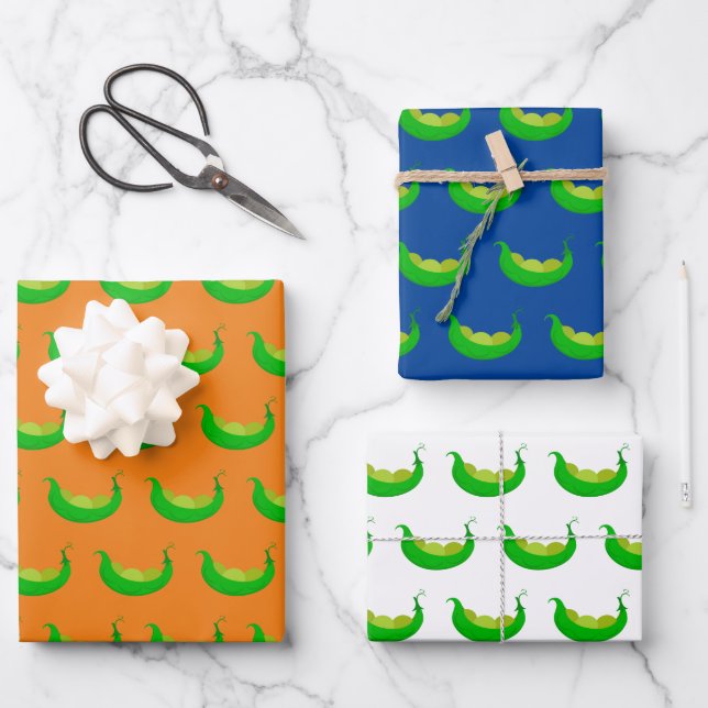 Cute Green Peas Colourful Gender Neutral Bday Part Wrapping Paper Sheet (Front)