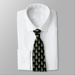 Cute green pine tree pattern neck tie gift for men