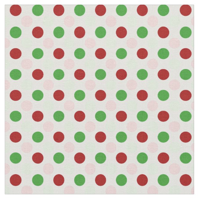 Cute Green Pink Red Polka Dots Fabric (Close Up)