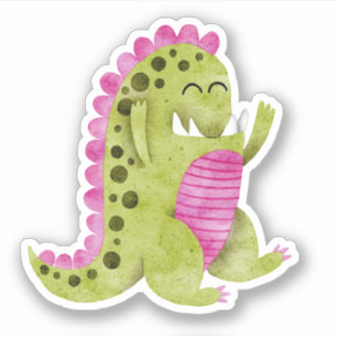 Cute Green + Pink Spiked Monster with Funny Fangs