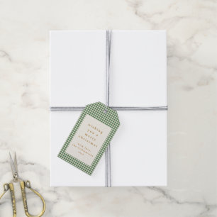 Cute Green Plaid Custom Christmas Wishes Gift Tags