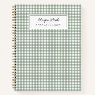 Cute Green Plaid  Personalized Family Recipe Book