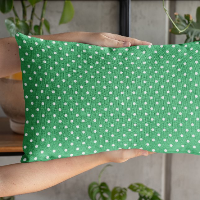 Cute Green Polka Dots Pattern Lumbar Cushion (Creator Uploaded)
