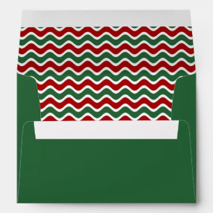 Cute Green Red Christmas Wave Stripes Envelope