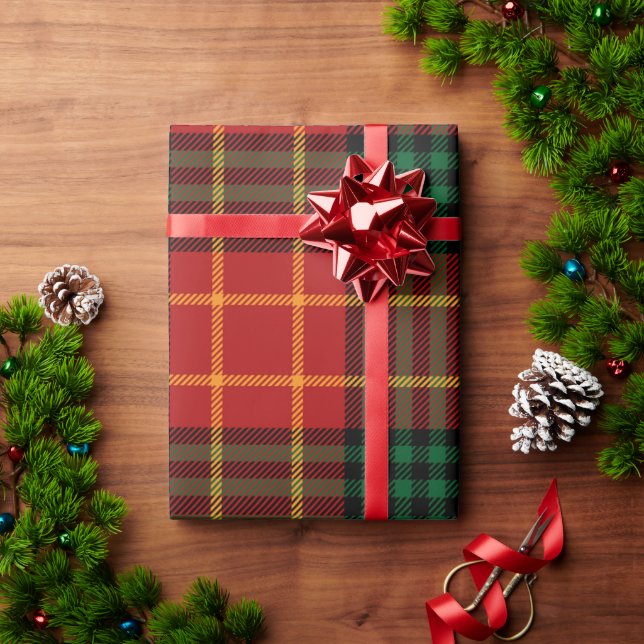 Cute Green Red Pattern Plaid Christmas Wrapping Paper (Holiday Gift)
