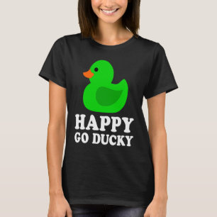 Cute Green Rubber Duck Lover Lucky Go Ducky Funny  T-Shirt
