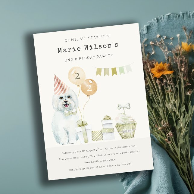 Cute Green Rust Dog Any Age Birthday Party Invite  (Creator Uploaded)