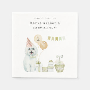 Cute Green Rust Party Puppy Dog Any Age Birthday Napkin