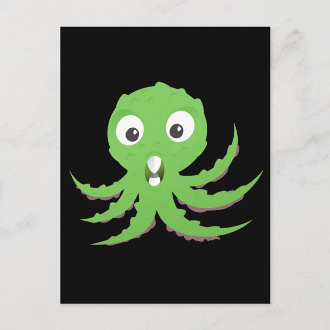 Cute Green Sea Monster Postcard (Front)