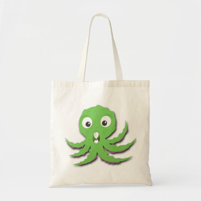 Cute Green Sea Monster Tote Bag (Front)