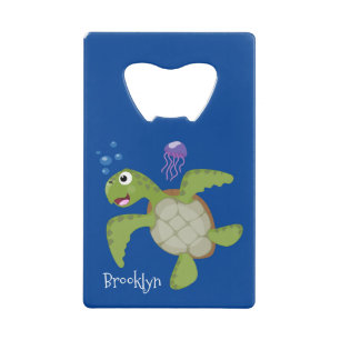 Cute green sea turtle happy cartoon illustration