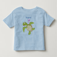 Cute green sea turtle happy cartoon illustration