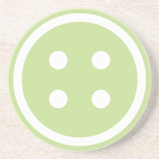 Cute Green Sewing Button Coaster (Front)