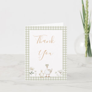 Cute Green Silly Goose Baby Shower Thank You Card