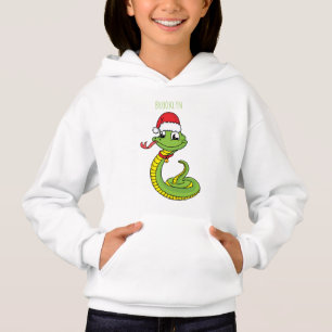 Cute green snake with santa hat cartoon