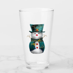 Cute Green Snowman Christmas Glass