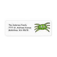 Cute Green Spider Return Address Label