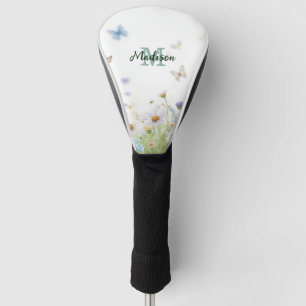 Cute Green Spring Flower Wildflower Bouquet Monogr Golf Head Cover