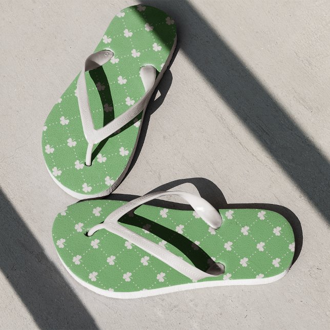 Cute Green St Patrick's Day Shamrock Pattern Jandals (Creator Uploaded)