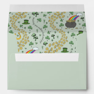 Cute Green St Patrick's Luck & Joy Irish Blessing Envelope