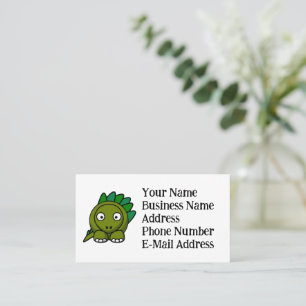 Cute Green Stegosaurus Cartoon with Fun Dino Pun Business Card