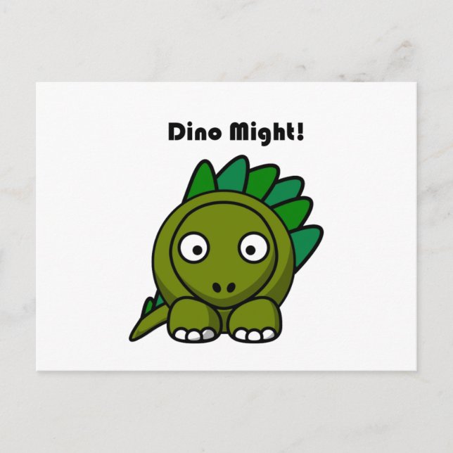 Cute Green Stegosaurus Cartoon with Fun Dino Pun Postcard (Front)