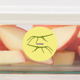 Cute green stick insects with happy faces cartoon