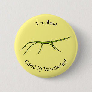 Cute green stick insects with happy faces cartoon 6 cm round badge