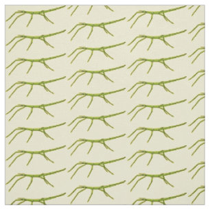 Cute green stick insects with happy faces cartoon fabric