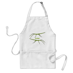 Cute green stick insects with happy faces cartoon standard apron