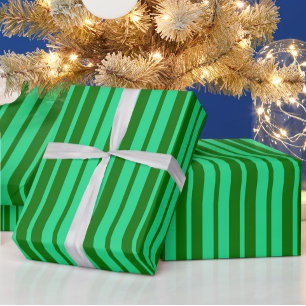 Cute Green Stylish Stripes Pattern Design Wrapping Paper