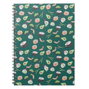 Cute green Sushi pattern   Notebook
