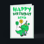 Cute Green T-Rex Dino Grandson 1st Birthday Card<br><div class="desc">Cute Green T-Rex Dino Grandson 1st Birthday, this design is for anyone looking for something nice for a little boy on his 1st birthday. If you're looking for 1st birthday invitations, especially for your grandson, this one is perfectly what you need. The design features a cute dinosaur wearing a bow...</div>