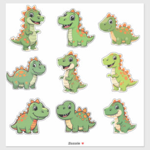 Cute Green T-Rex Dinosaur Kids Vinyl Sticker