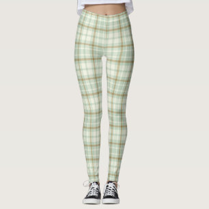 Cute Green Tan Plaid Leggings