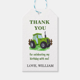 Cute Green Tractor Birthday Party  Gift Tags