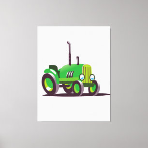 Cute Green Tractor Canvas Print