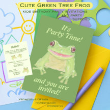Cute Green Tree Frog - birthday party full text.